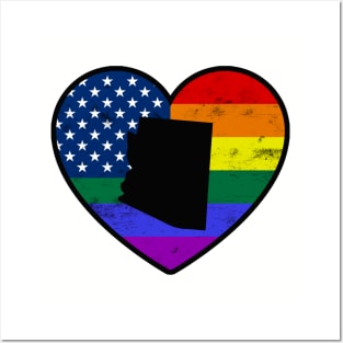 Arizona United States Gay Pride Flag Heart Posters and Art